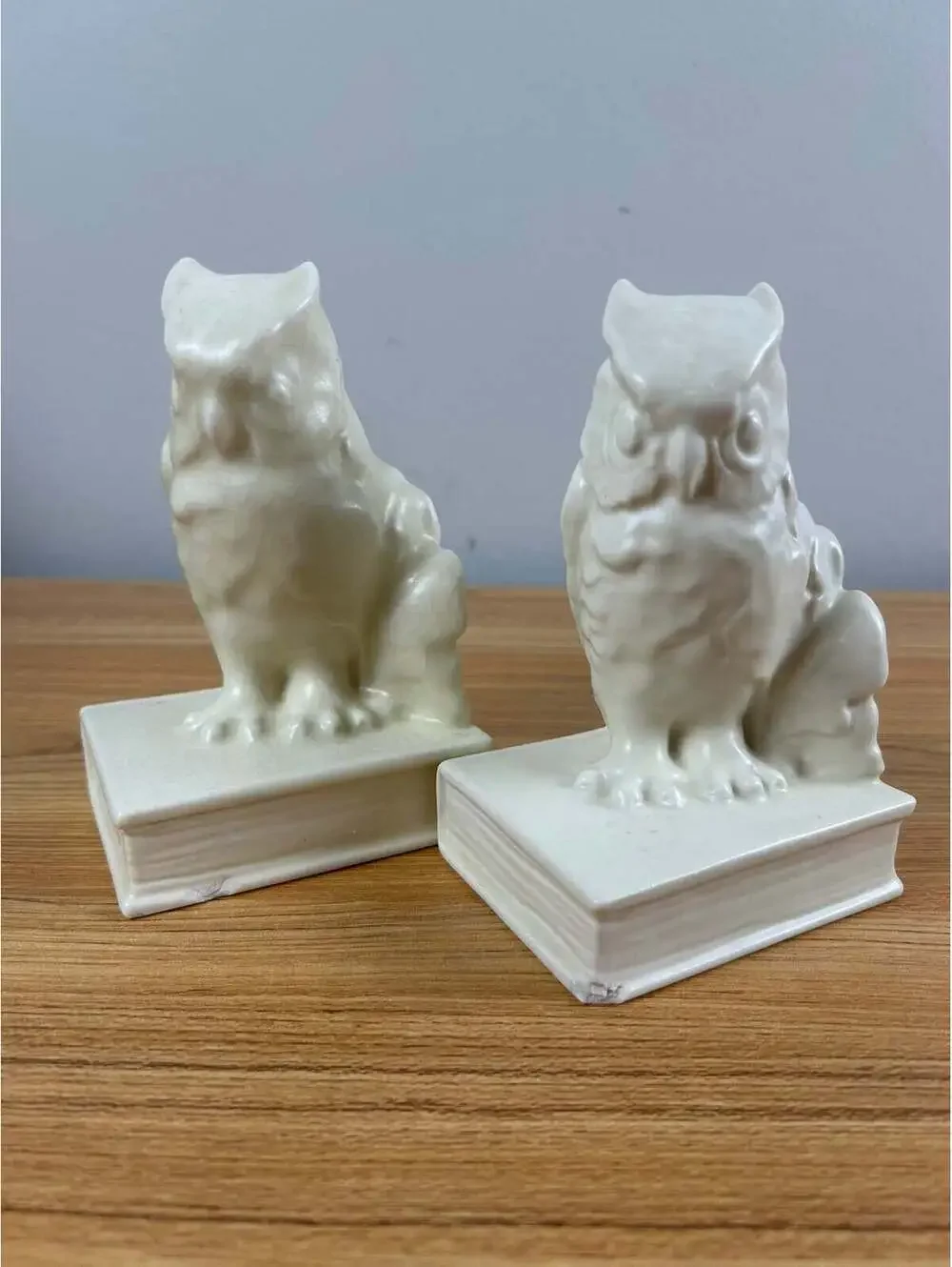 Rookwood Pottery 1934 & 1942 White Owl Bookends 2655 McDonald